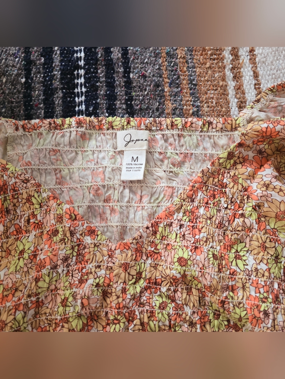 Floral Peplum Top Flutter Sleeve - Picture 3 of 8